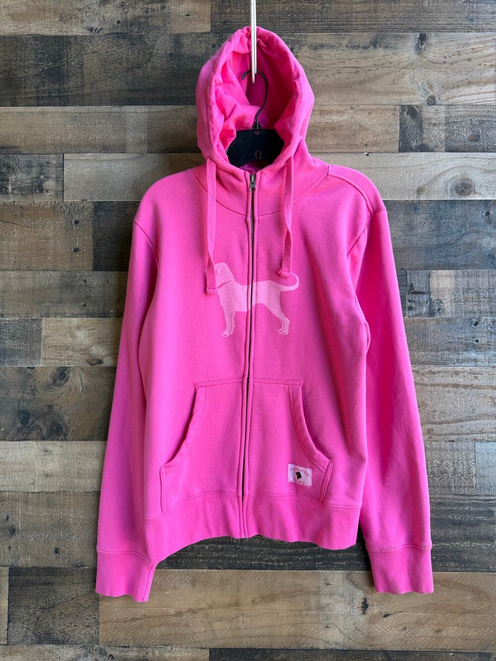 The Black Dog Women's Graphic Full-Zip Hoodie Sweatshirt – Hot Pink (Size XL)